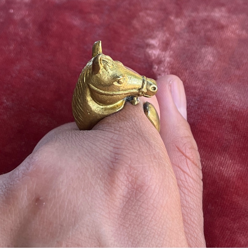 Unique Brass Horse Ring Adjustable - image 6